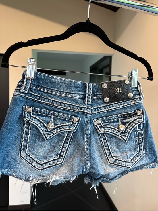 Miss Me Pants - Miss Me Blue Distressed Embroidered Denim Cutoff Shorts
